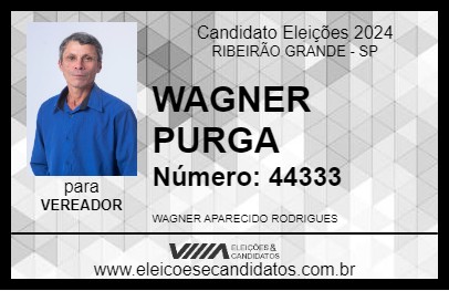 Candidato WAGNER PURGA 2024 - RIBEIRÃO GRANDE - Eleições