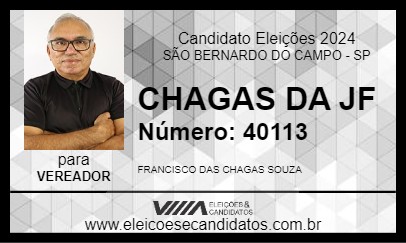 Candidato CHAGAS DA JF 2024 - SÃO BERNARDO DO CAMPO - Eleições