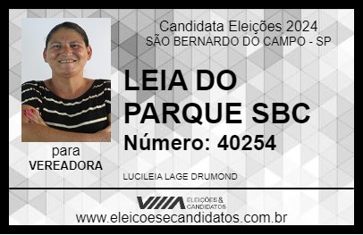 Candidato LEIA DO PARQUE SBC 2024 - SÃO BERNARDO DO CAMPO - Eleições