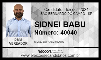 Candidato SIDNEI BABU 2024 - SÃO BERNARDO DO CAMPO - Eleições