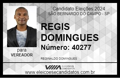 Candidato REGIS DOMINGUES 2024 - SÃO BERNARDO DO CAMPO - Eleições