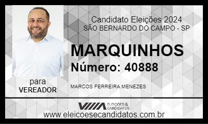 Candidato MARQUINHOS 2024 - SÃO BERNARDO DO CAMPO - Eleições