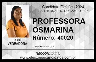 Candidato PROFESSORA OSMARINA 2024 - SÃO BERNARDO DO CAMPO - Eleições