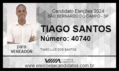 Candidato TIAGO LUIZ BEIRA 2024 - SÃO BERNARDO DO CAMPO - Eleições