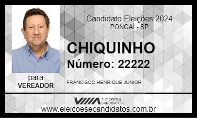 Candidato CHIQUINHO 2024 - PONGAÍ - Eleições