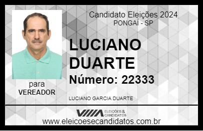 Candidato LUCIANO DUARTE 2024 - PONGAÍ - Eleições