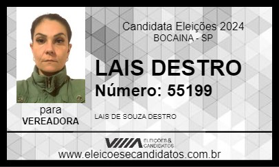 Candidato LAIS DESTRO 2024 - BOCAINA - Eleições