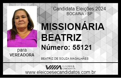 Candidato MISSIONÁRIA BEATRIZ 2024 - BOCAINA - Eleições