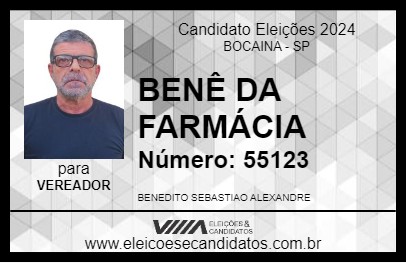 Candidato BENÊ DA FARMÁCIA 2024 - BOCAINA - Eleições