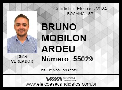 Candidato BRUNO MOBILON ARDEU 2024 - BOCAINA - Eleições