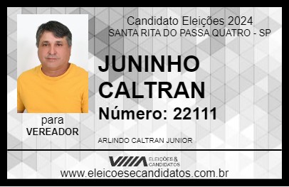 Candidato JUNINHO CALTRAN 2024 - SANTA RITA DO PASSA QUATRO - Eleições