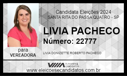 Candidato LIVIA PACHECO 2024 - SANTA RITA DO PASSA QUATRO - Eleições