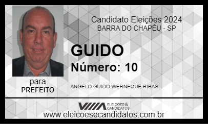 Candidato GUIDO 2024 - BARRA DO CHAPÉU - Eleições