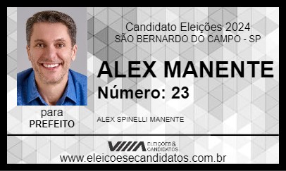 Candidato ALEX MANENTE 2024 - SÃO BERNARDO DO CAMPO - Eleições