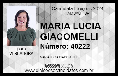 Candidato MARIA LUCIA GIACOMELLI 2024 - TAMBAÚ - Eleições