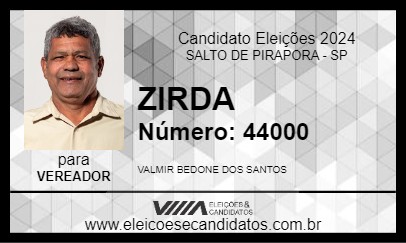 Candidato ZIRDA 2024 - SALTO DE PIRAPORA - Eleições