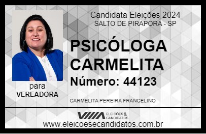 Candidato PSICÓLOGA CARMELITA 2024 - SALTO DE PIRAPORA - Eleições