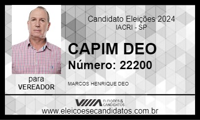 Candidato CAPIM DEO 2024 - IACRI - Eleições