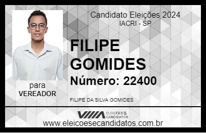 Candidato FILIPE GOMIDES 2024 - IACRI - Eleições