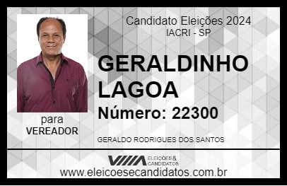 Candidato GERALDINHO LAGOA 2024 - IACRI - Eleições