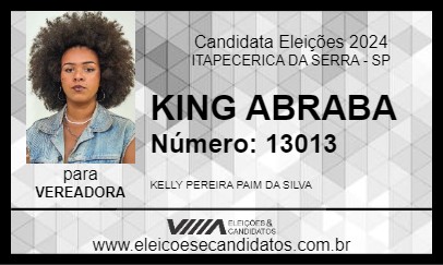 Candidato KING ABRABA 2024 - ITAPECERICA DA SERRA - Eleições