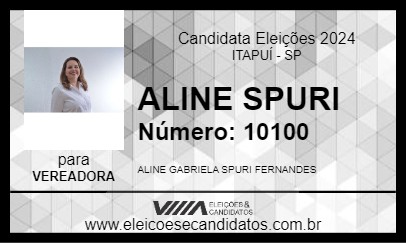 Candidato ALINE SPURI 2024 - ITAPUÍ - Eleições