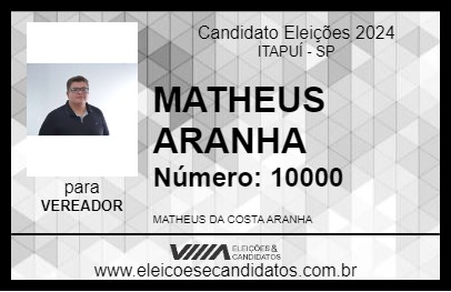 Candidato MATHEUS  ARANHA 2024 - ITAPUÍ - Eleições