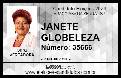 Candidato JANETE GLOBELEZA 2024 - ARAÇOIABA DA SERRA - Eleições