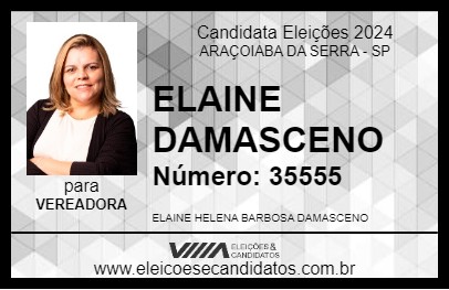 Candidato ELAINE DAMASCENO 2024 - ARAÇOIABA DA SERRA - Eleições