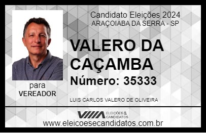 Candidato VALERO DA CAÇAMBA 2024 - ARAÇOIABA DA SERRA - Eleições