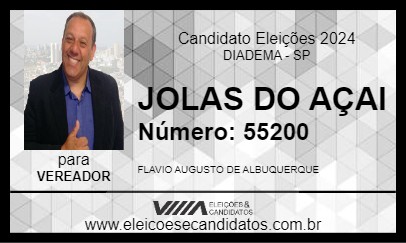 Candidato JOLAS DO AÇAI 2024 - DIADEMA - Eleições