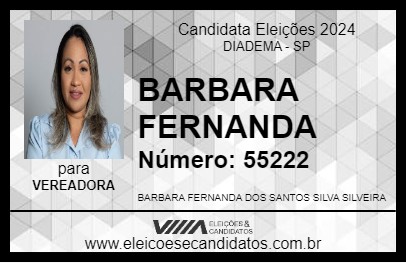 Candidato BARBARA FERNANDA 2024 - DIADEMA - Eleições