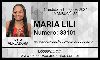 Candidato MARIA LILI 2024 - MOMBUCA - Eleições