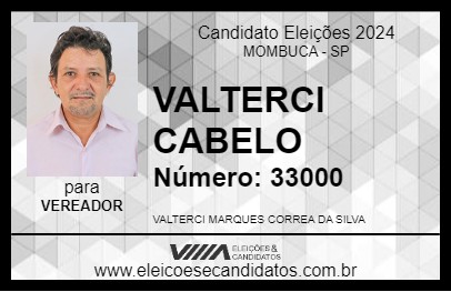 Candidato VALTERCI CABELO 2024 - MOMBUCA - Eleições