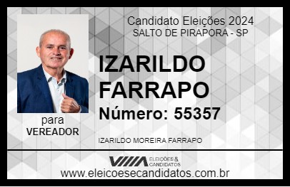 Candidato IZARILDO FARRAPO 2024 - SALTO DE PIRAPORA - Eleições