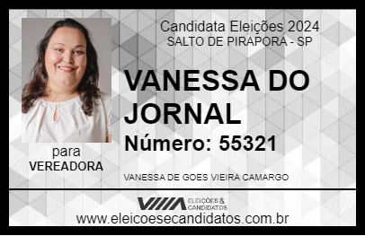 Candidato VANESSA DO JORNAL 2024 - SALTO DE PIRAPORA - Eleições