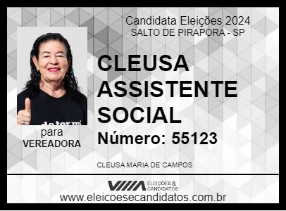 Candidato CLEUSA ASSISTENTE SOCIAL 2024 - SALTO DE PIRAPORA - Eleições