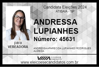 Candidato ANDRESSA LUPIANHES 2024 - ATIBAIA - Eleições