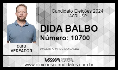 Candidato DIDA BALBO 2024 - IACRI - Eleições