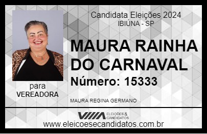 Candidato MAURA RAINHA DO CARNAVAL 2024 - IBIÚNA - Eleições