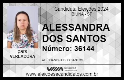 Candidato ALESSANDRA DOS SANTOS 2024 - IBIÚNA - Eleições