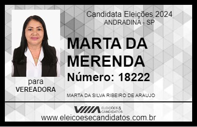 Candidato MARTA MERENDEIRA 2024 - ANDRADINA - Eleições