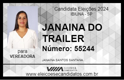 Candidato JANAINA DO TRAILER 2024 - IBIÚNA - Eleições