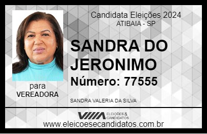 Candidato SANDRA DO JERONIMO 2024 - ATIBAIA - Eleições