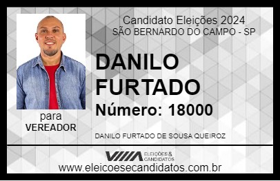 Candidato DANILO FURTADO 2024 - SÃO BERNARDO DO CAMPO - Eleições