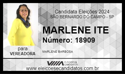 Candidato MARLENE  ITE  2024 - SÃO BERNARDO DO CAMPO - Eleições