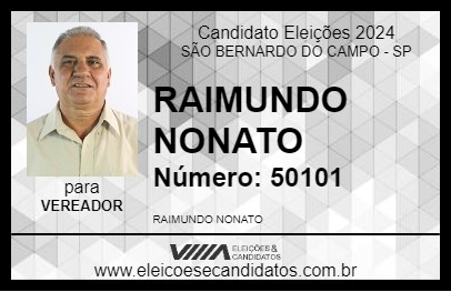 Candidato RAIMUNDO NONATO 2024 - SÃO BERNARDO DO CAMPO - Eleições