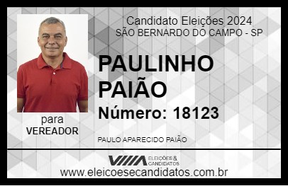 Candidato PAULINHO PAIÃO 2024 - SÃO BERNARDO DO CAMPO - Eleições