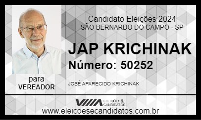 Candidato JAP KRICHINAK 2024 - SÃO BERNARDO DO CAMPO - Eleições