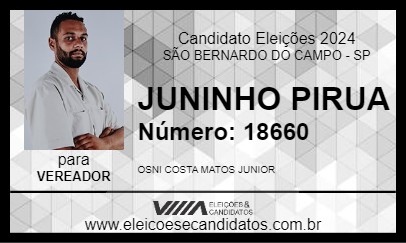 Candidato JUNINHO PIRUA 2024 - SÃO BERNARDO DO CAMPO - Eleições